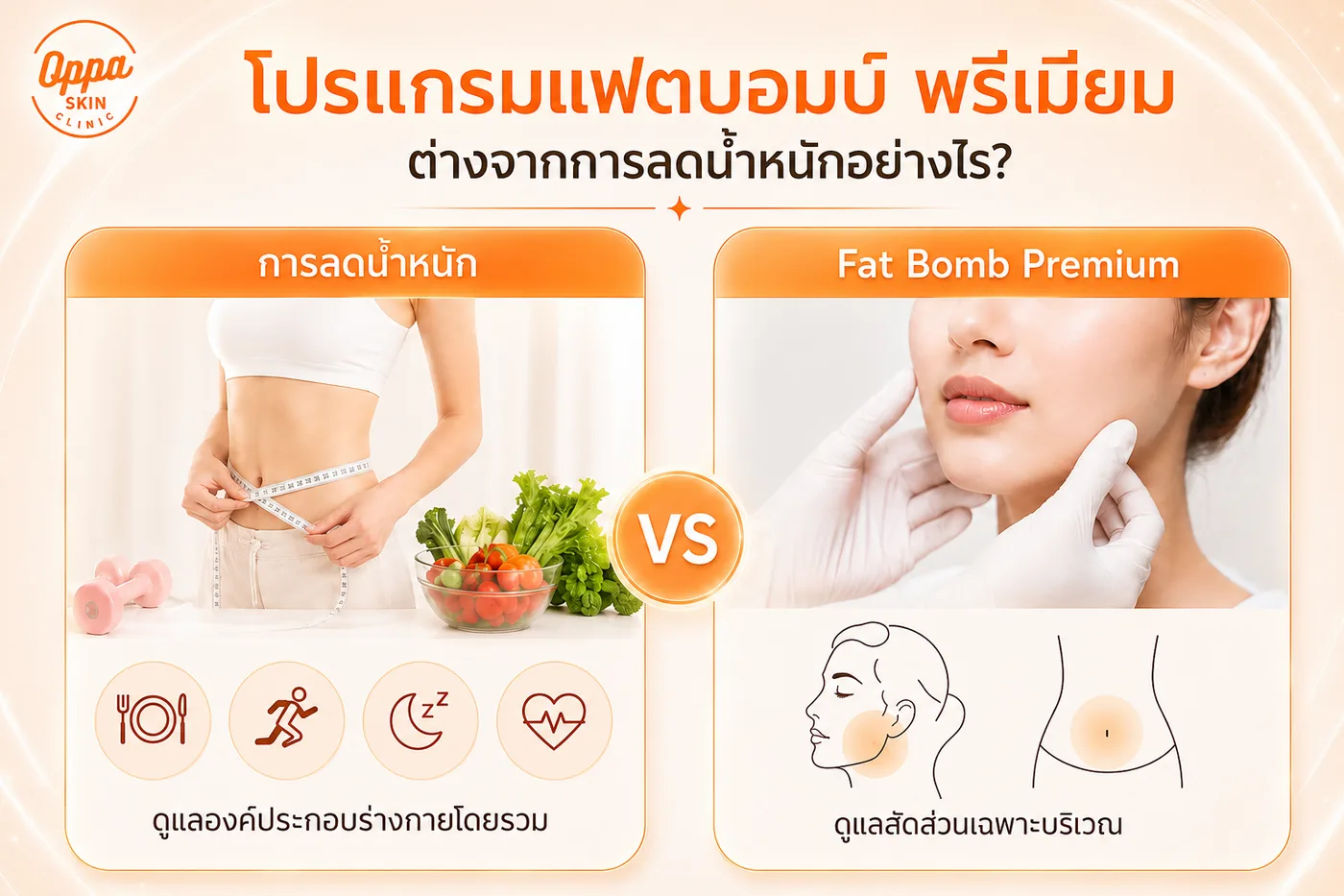 โปรแกรมแฟตบอมบ์ พรีเมียม vs การลดน้ำหนัก