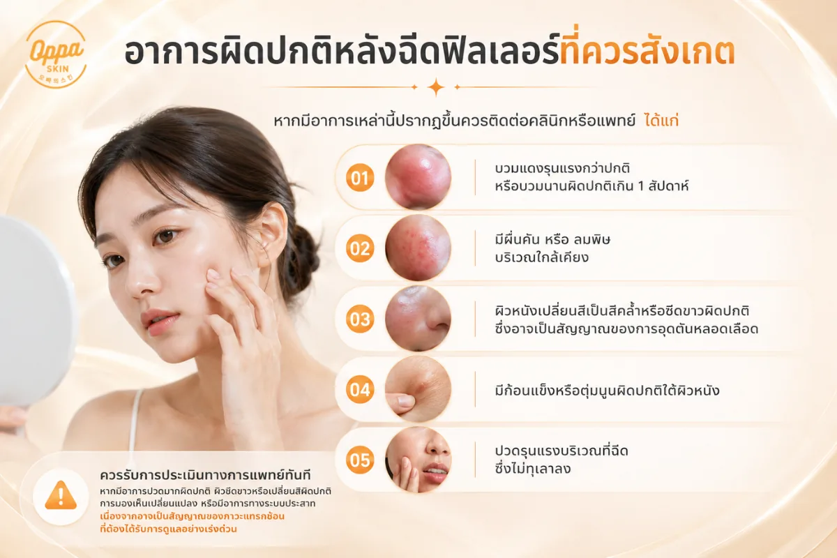อาการผิดปกติหลังฉีดฟิลเลอร์ที่ควรสังเกต