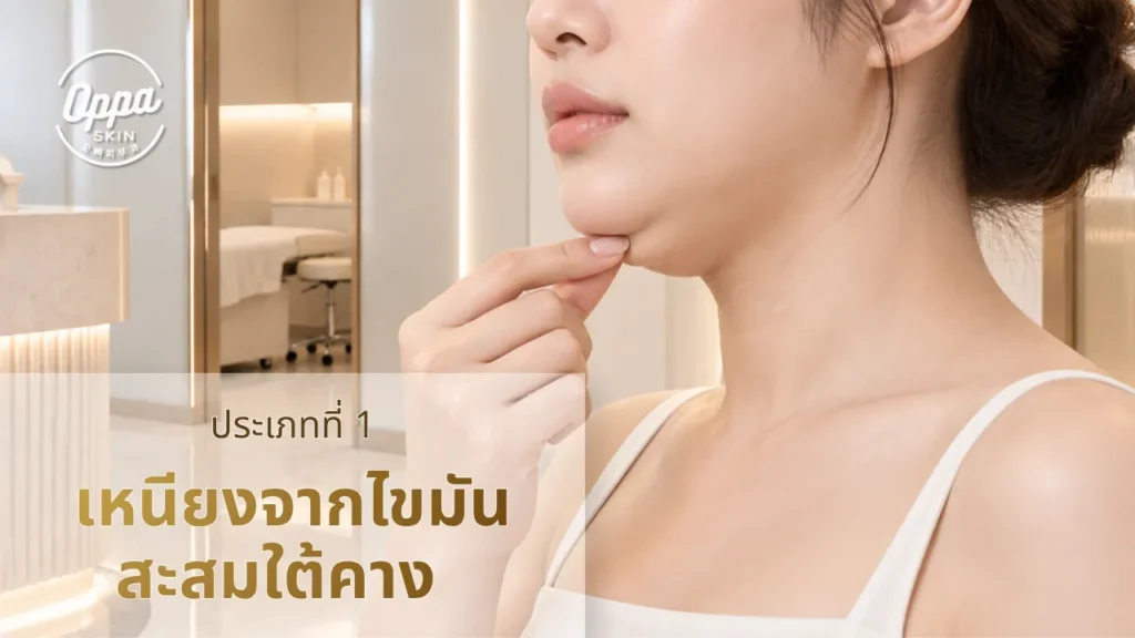 ประเภทที่ 1 เหนียงจากไขมันสะสมใต้คาง
